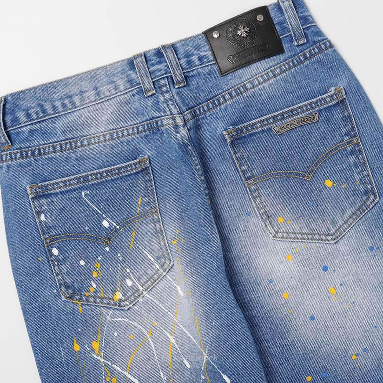 Chrome Hearts Blue Speckle Jeans Cross (10) - newkick.cc